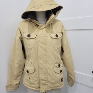 Sims Women's Vintage Hooded Embroidered Brown Snowboard Ski Jacket Size S